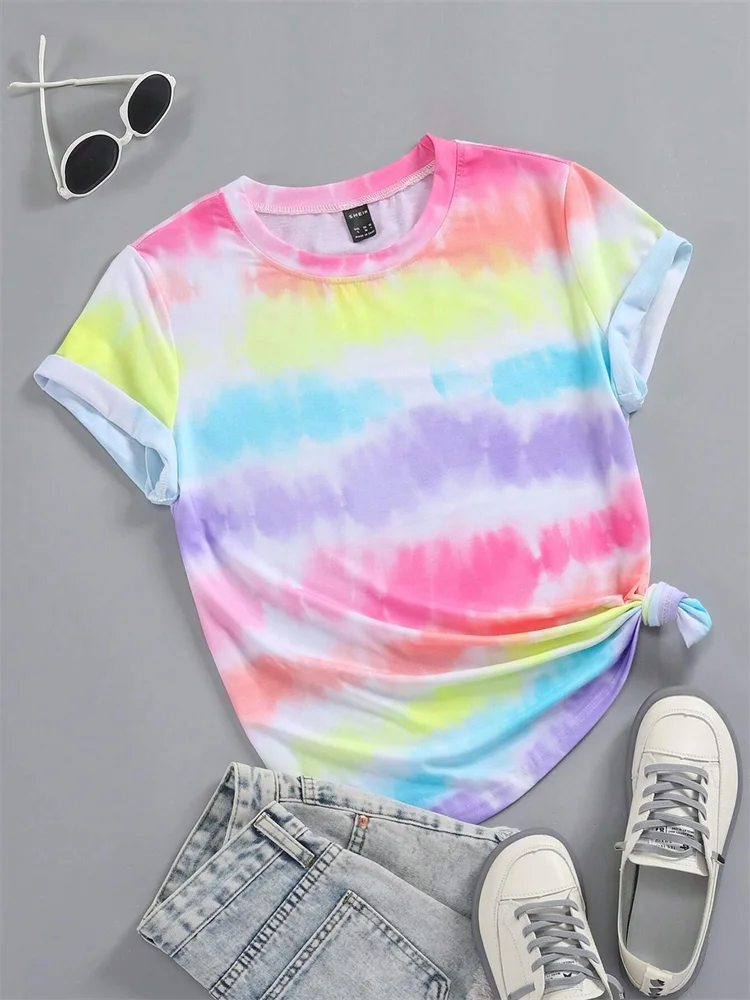 Tee Shein Shein Camiseta Tie Dye T-Shirt Colorida Tie Dye Shein