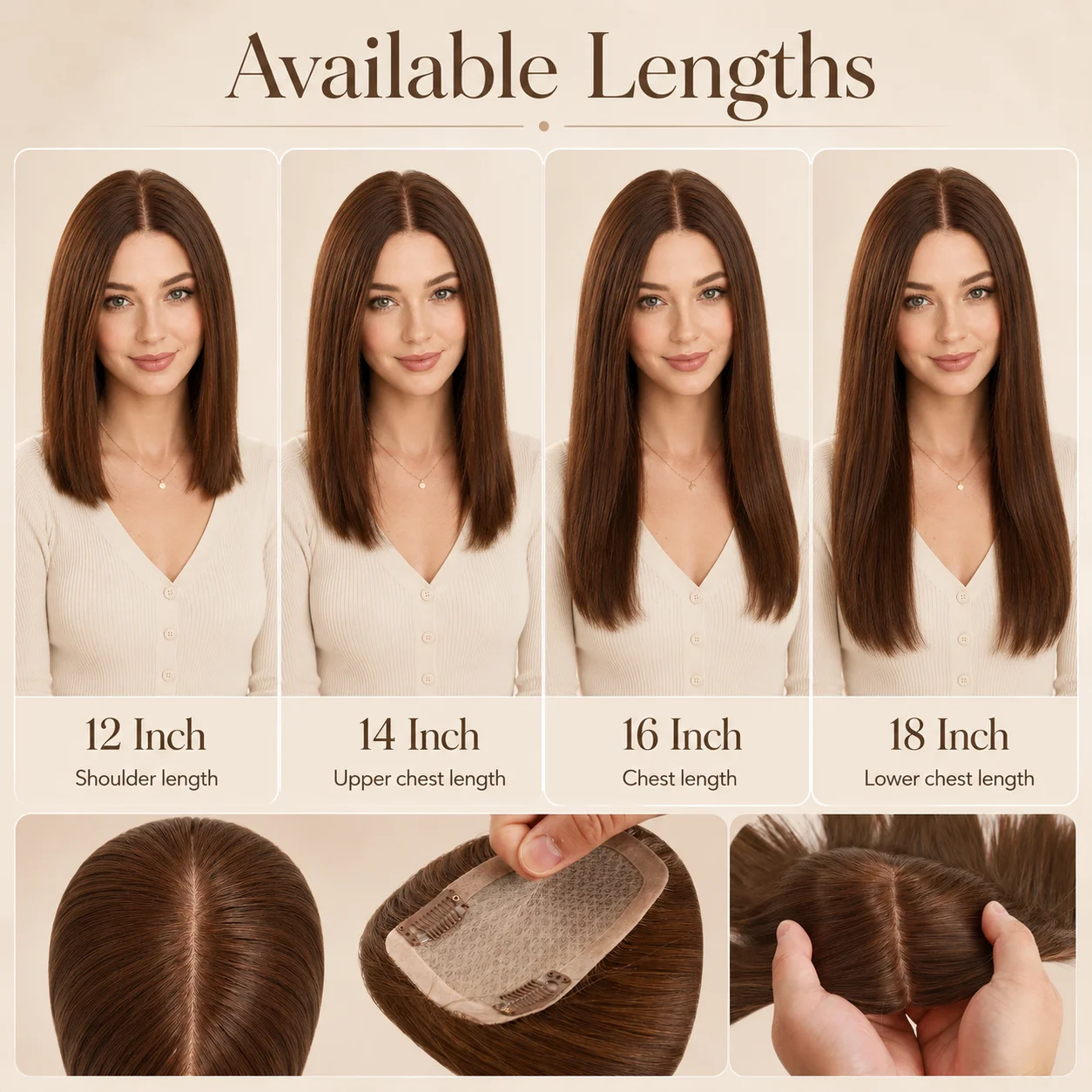 Topper per capelli umani con base in seta per donne con capelli diradati, dall'aspetto naturale, in capelli umani vergini - immagine 6