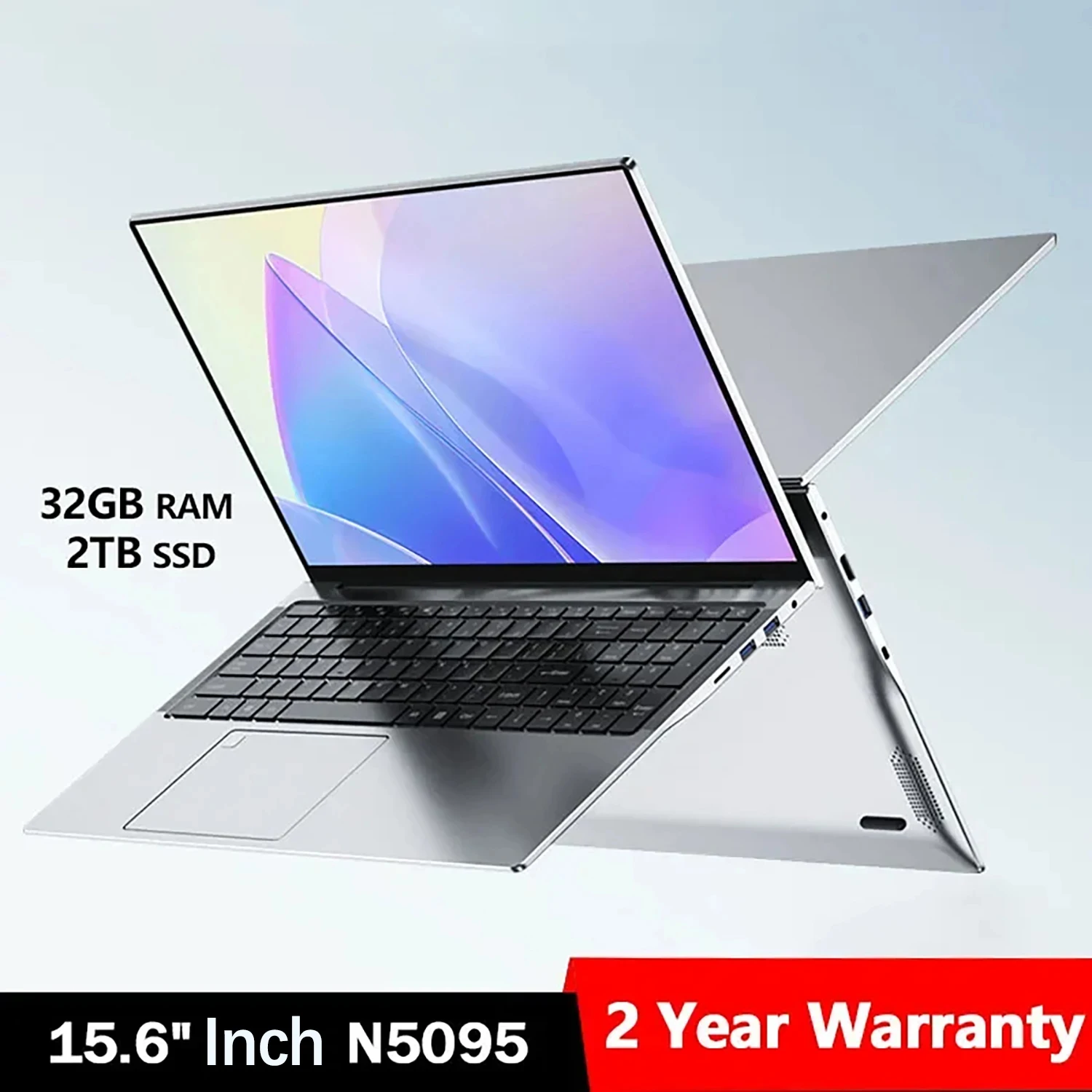 15.6 Inch Laptop 32GB Ram 2TB SSD Windows 11 Notebook Pc N5095 Office Computer with Backlit Fingerprint Wifi Camera