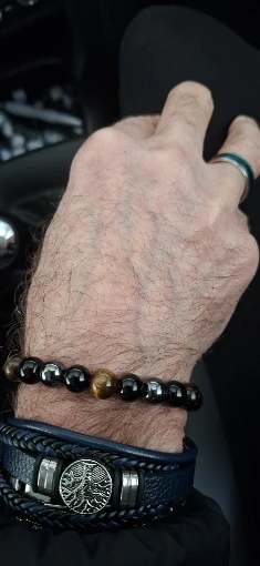 Triple Protection Bracelet: Tiger’s Eye, Obsidian & Hematite photo review