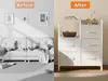5-Drawer White Dresser - 2-Tier Shelf & Fabric Storage - Sturdy Metal Frame - Modern Design - Compact for Bedroom, Closet 4