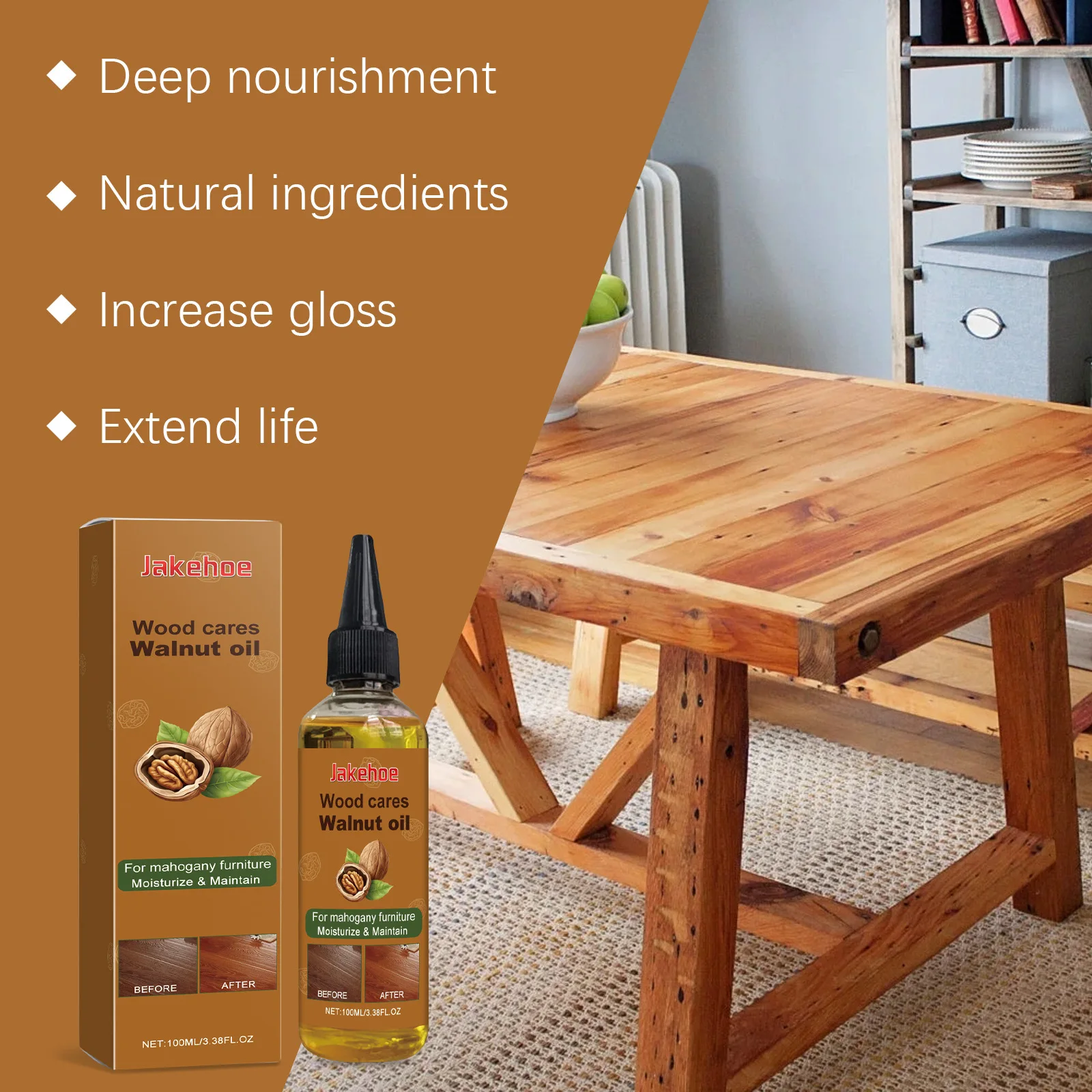 Jakehoe Wood Furniture Polish Cleaner Floor Repair Agent Polish Gloss Restorer Cabinet Dirt Scratch Cover Floor Polisher Oil