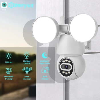 4MP 2MP ICSEE Outdoor Wireless WIFI Floodlight Camera PTZ Security Protection Full Color Night Vision Surveillance IP Camera 1