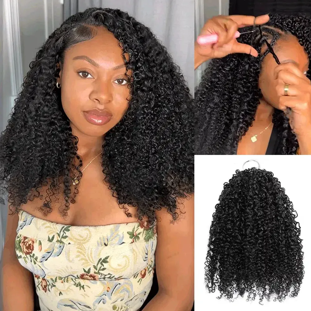 Kinky Curly Pre-Separated Miracle Knots Crochet 100% Human Hair Extensions Boho Braids Feathered Human Crochet Hair For Braiding 2