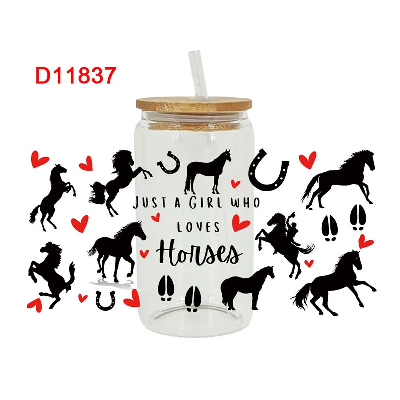 UV DTF Transfer Sticker Animal Flowers For The 16oz Libbey Glasses Wraps Bottles Cup Can DIY Waterproof Decals D11837