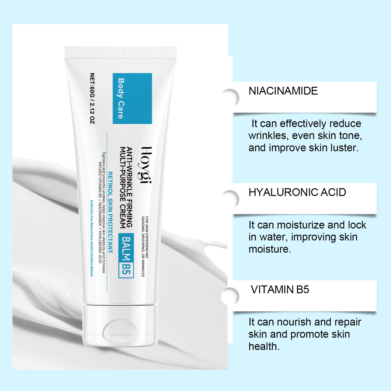 Body Firming Cream Moisturizing Improve Sagging Skin Repair Dryness Tightening Collagen Firming Vitamin B5 Body Butter Lotion 3