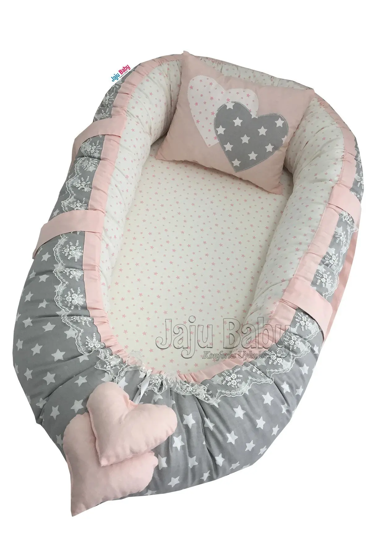 Handmade Tiny Gray Star Orthopedic Baby Nest