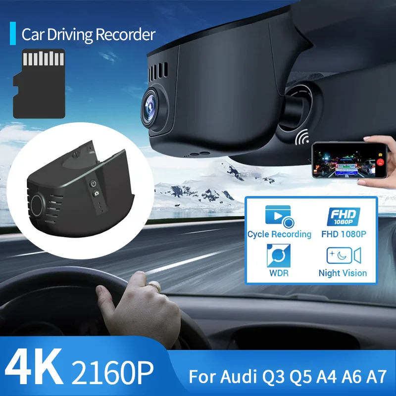 

WIFI Wireless Car DVR Dash Cam Full HD 2160P Night Vision Driving Recorder Video Recording Dash Camera for Audi Q3 Q5 A4 A6 A7
