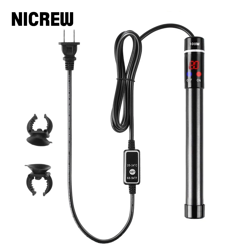 Aquarium Submersible Heater Fish Tank Water Heating Rod Nicrew