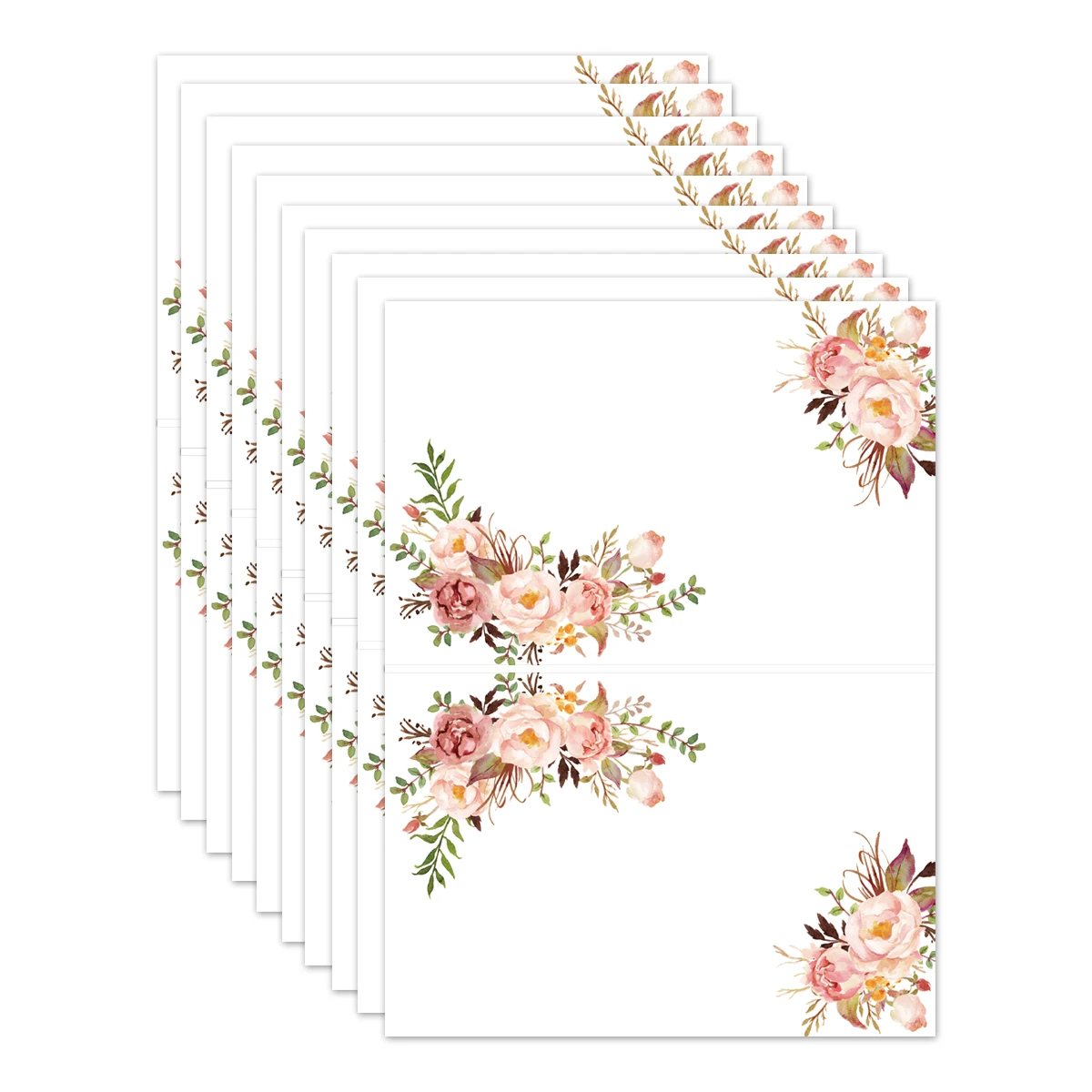 Floral Table Place Cards Easy Folding 10Sheets