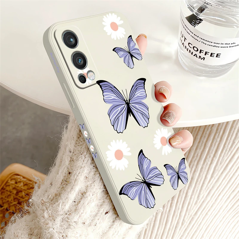 Purple Butterfly Flowers Pattern Shockproof Silicone Phone Case - Soft Protective Cover