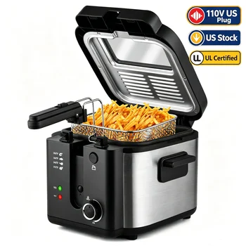 2.5L 1500W Electric Deep Fryer (US Plug) Large Capacity Countertop Home Fryer for Fried Chicken Fries Pot UL 1