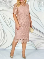 Plus Size Elegant Party Dresses White Woman Summer Embroidery Floral Wedding Guest Slim Pencil Midi Dress Vestidos - Image 3