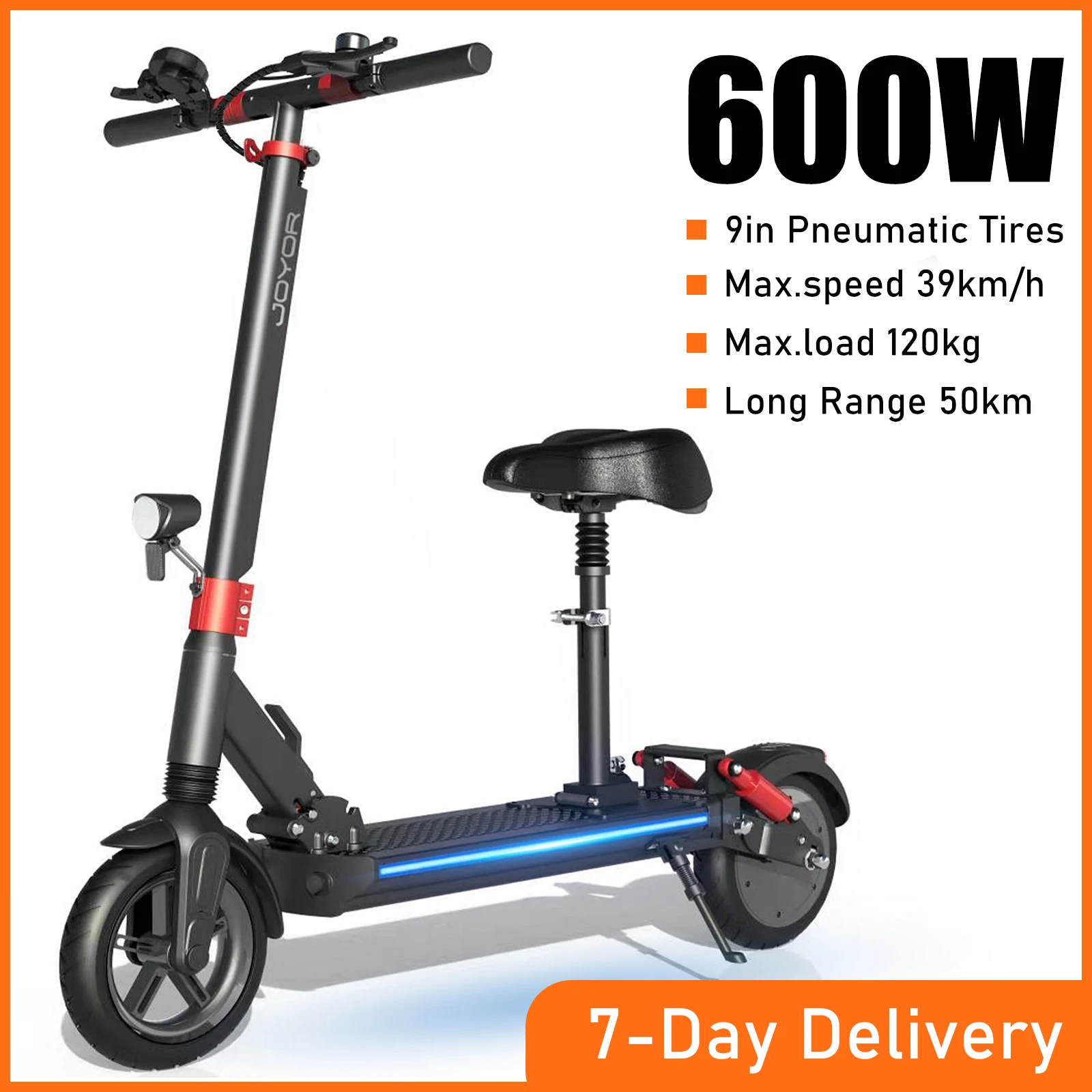 

JOYOR G5 Electric Scooter 600W Motor for Adults with Seat 39KM/H E Scooter Foldable Scooter Elecric 55KM Range USA Stock