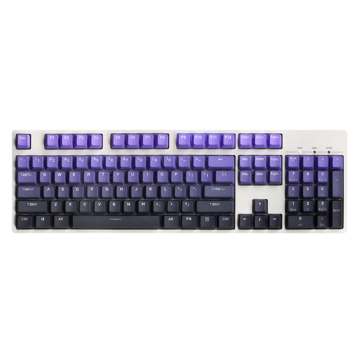 Keycap Teclado Retroiluminado Pbt Top Side Roxo e Preto Gradiente Fade Keycaps Tintura Subbed Perfil Oem 68 84 87 104 - Imagem 2