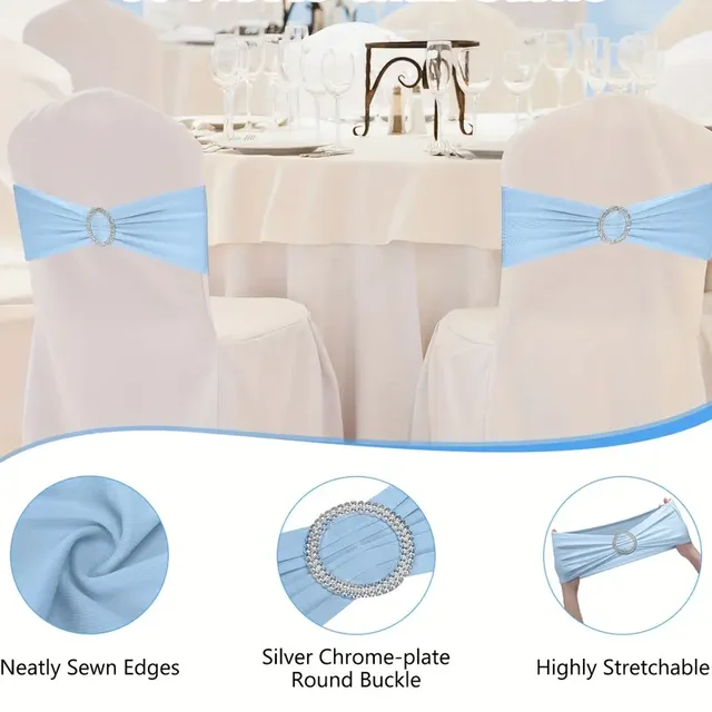 10pcs 35cm/13.7inch Elastic Chair Wedding Decoration Buckle Sashes Cover Mariage Hotel Home Seat Elegant Modern Ribbon Decors