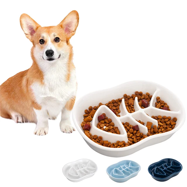Ceramic Slow Feeder Cat Dog Bowls Fun Interactive Fishbone Design Bowl: Promoting Healthy Eating for Your Pet