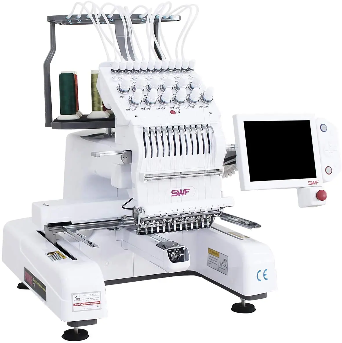 Compact Smart-stitch Embroidery Machine, S-1201, 12 Needles, 1200SPM, Full Speed, 7" Touch Screen, 9.5" x 12.6" Embroidery Area
