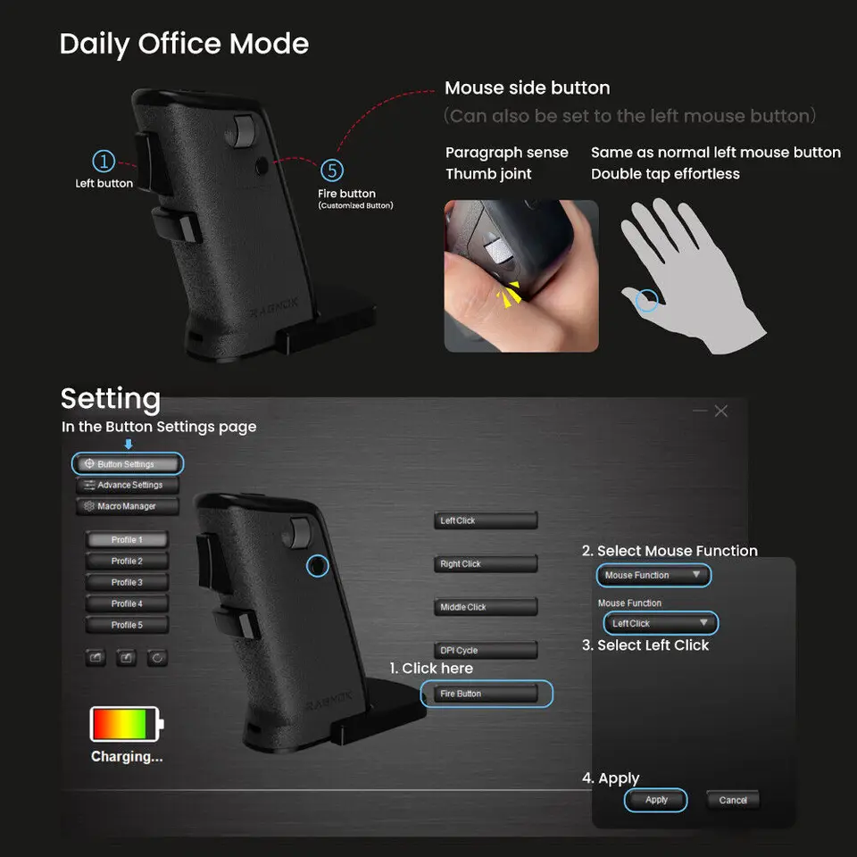 RAGNOK 2: シューティングゲーム用ガンマウス (ホワイト) FPS 用に