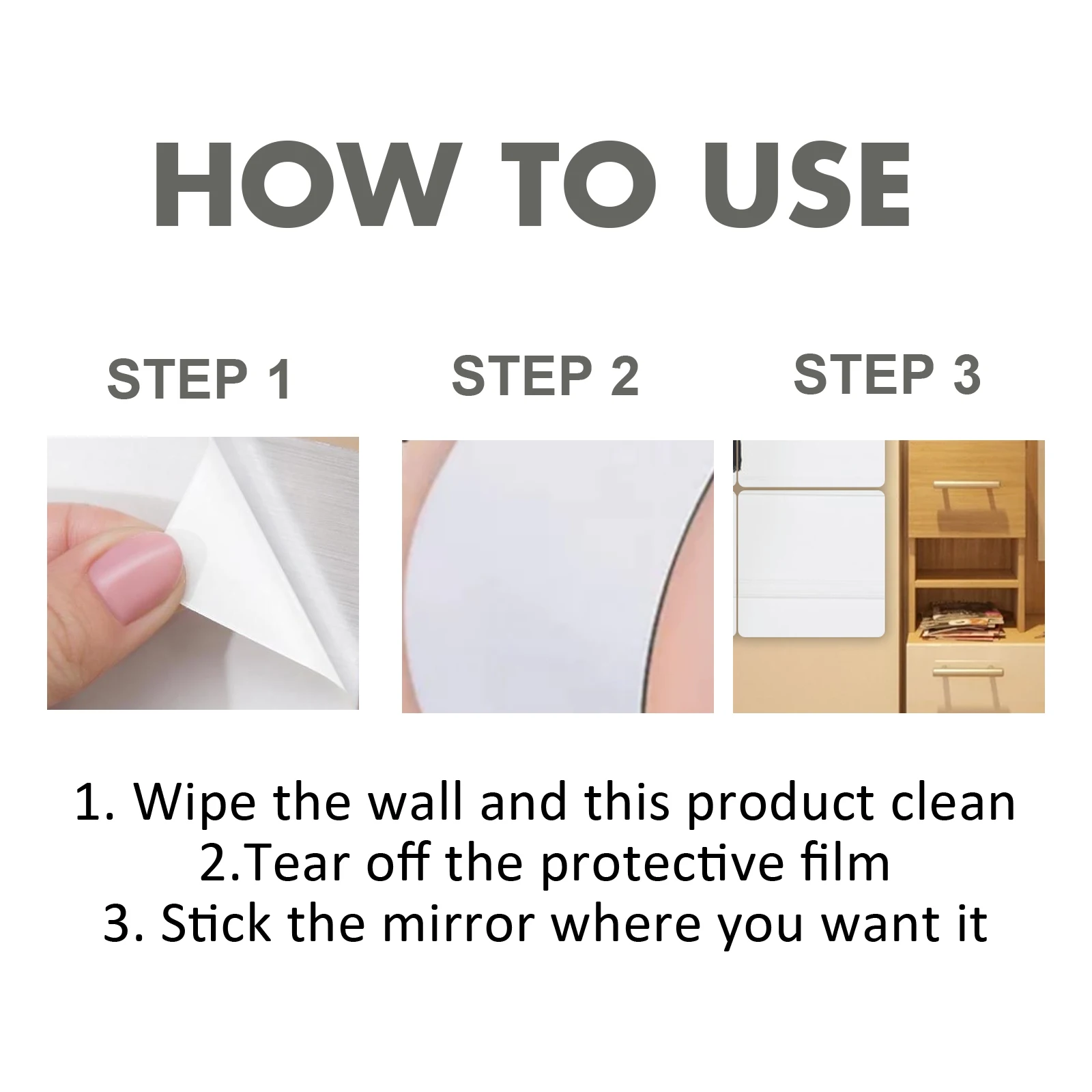 Eelhoe Self-adhesive Mirror Dormitory Convenient Splicing Self-adhesive Mirror Wall Stereoscopic Perforation-free Mirror