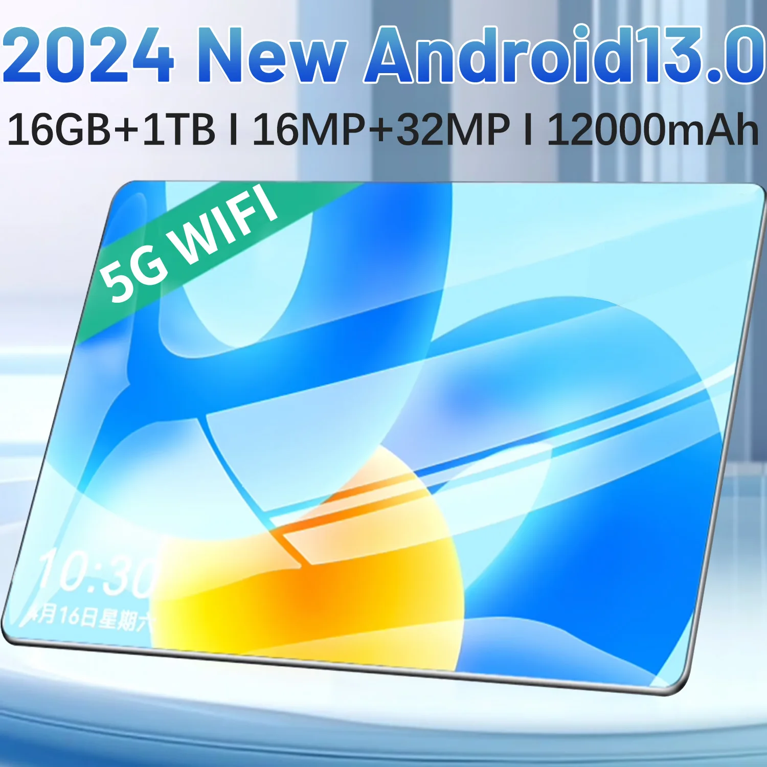 Tableta Android 2024 de 13,0 pulgadas, 16GB de RAM, 1TB de ROM, 16MP, 32MP, 11,6 mAh, 10 núcleos, WIFI, Bluetooth, 12000