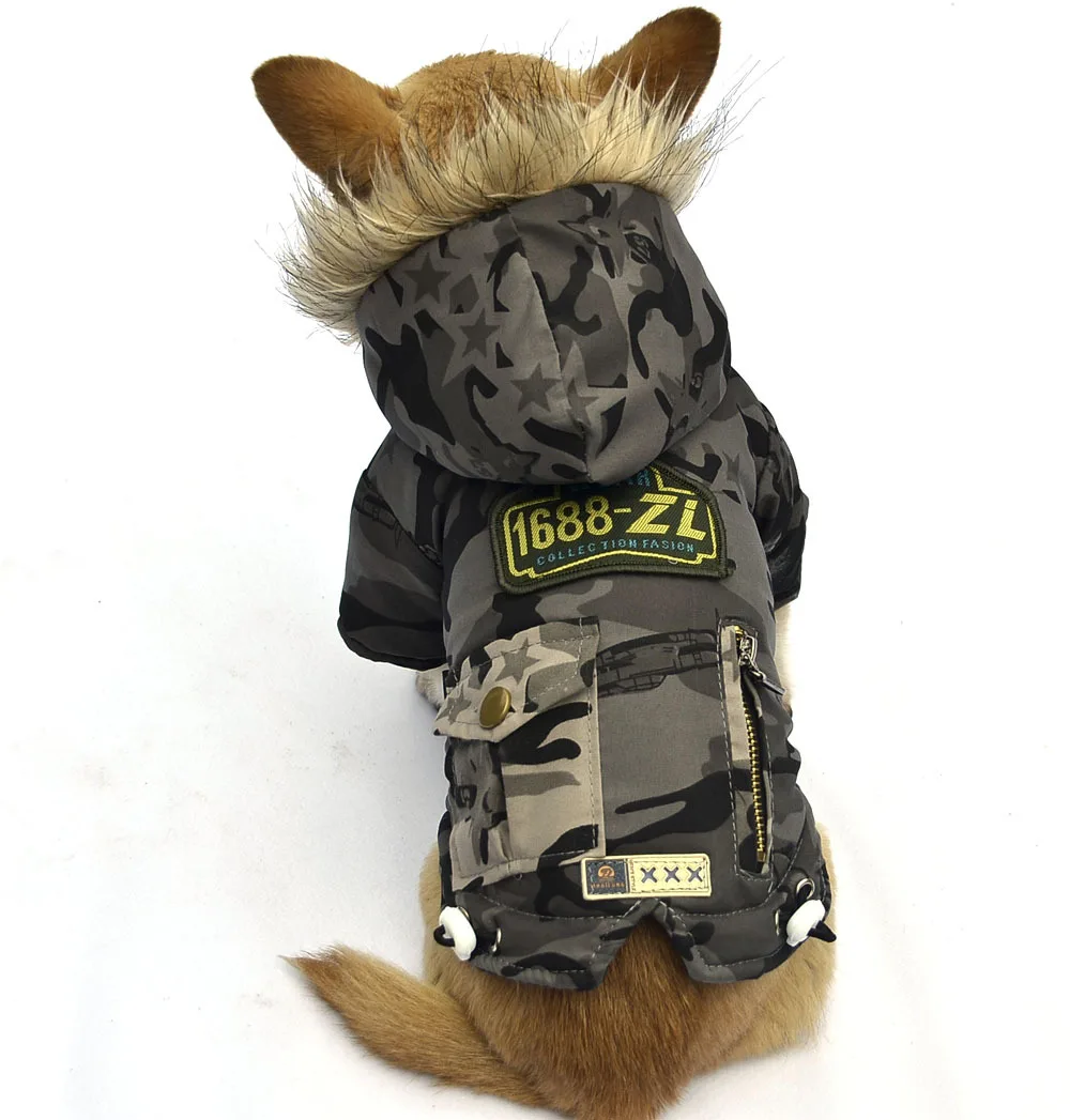 

Classic camouflage dog coat winter Puppy Clothes Army Green