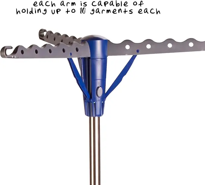 Tripod Clothes Drying Rack, blue, foldable design, ideal for air drying or storage. 5