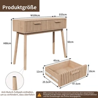 Anajqaqia Table console étroite 100x35x80cm avec 2 tiroirs, table d'appoint, table d'entrée en bois, table de canapé pour salon 2