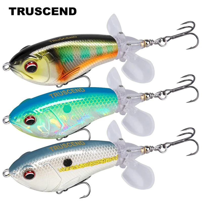 

TRUSCEND Topwater Fishing Lures with BKK Hooks Pencil Plopper Fishing Lures for Bass Catfish Pike Perch Freshwater or Saltwater