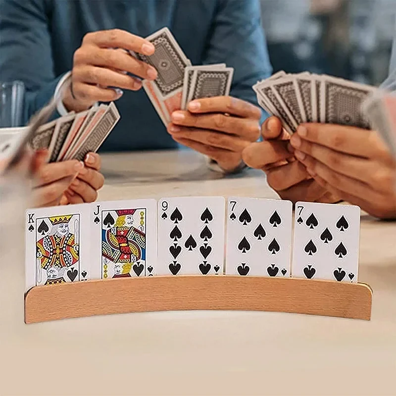 2/3/4Pcs Wooden Curved Playing Cards Holder Set playing cards