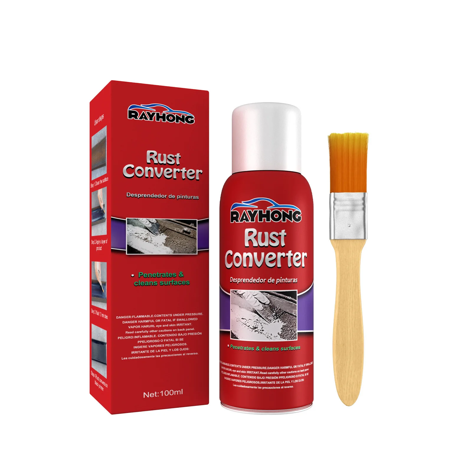 Car Anti-Rust Rust Remover With Brush Chassis Rust Converter Repair Metal Surfaces Maintenance Polishing Clean Protect Iron