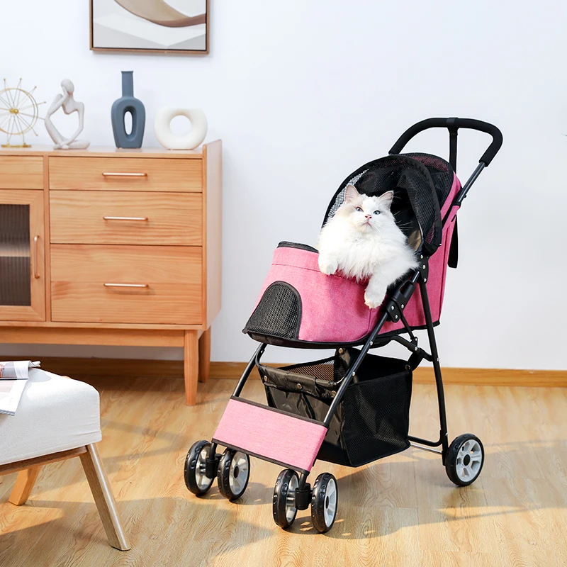 Pet Carrier Bag Stable Dog Carrier Stroller For Kitten Buggy Outdoor Puppy Cat Baby Cart 2 Colors Light Foldable Large Space Jogger