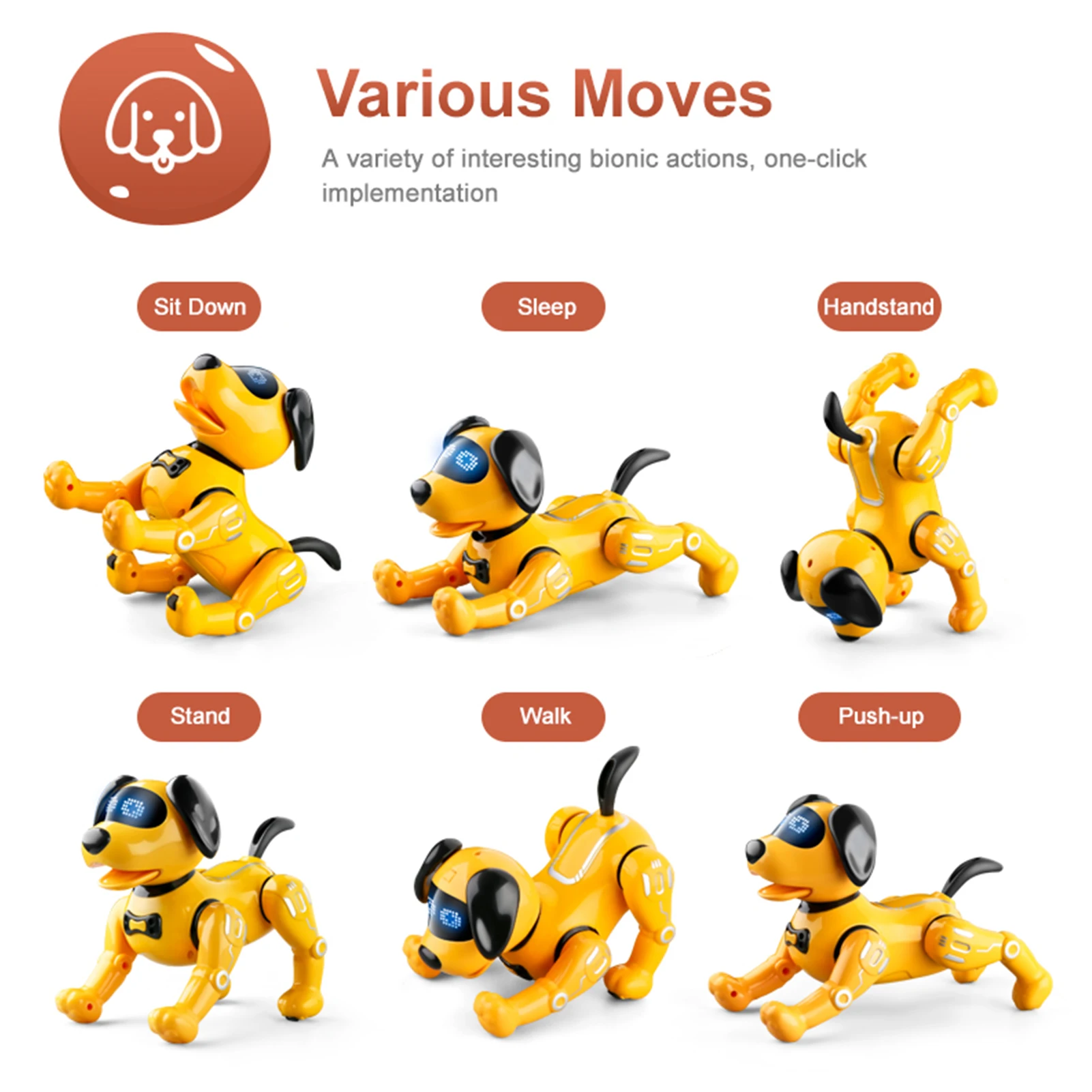 LE NENG TOYS K16A Robot Dog Electronic Pets Stunt Dog Intelligent Touch-sense Music Song Toy for Kid Birthday Christmas Gift