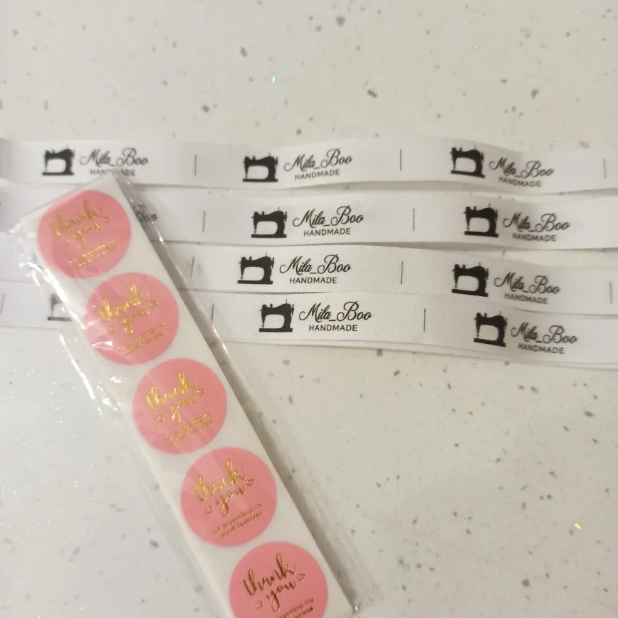 Custom Clothing Labels - Personalized Brand , Organic Cotton Ribbon Labels , Logo or Text, Sewing Labels (MD3012)