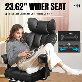 Office Chair Ergonomic Leather High Back Gaming Chair with Footrest, Adjustable Armrests 5