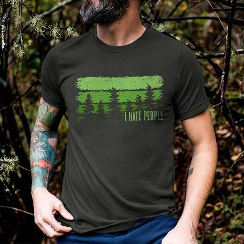 

Men's Green Forest I Hate People Short Sleeve T-Shirt