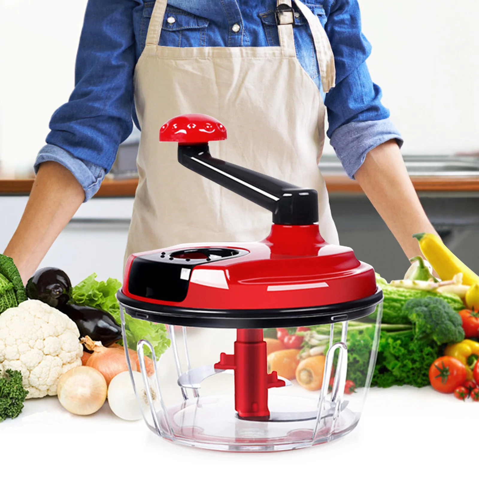 Multi-function Kitchen Manual Food Processor Household Meat Grinder Vegetable Chopper Quick Shredder Green Cutter Egg Blender