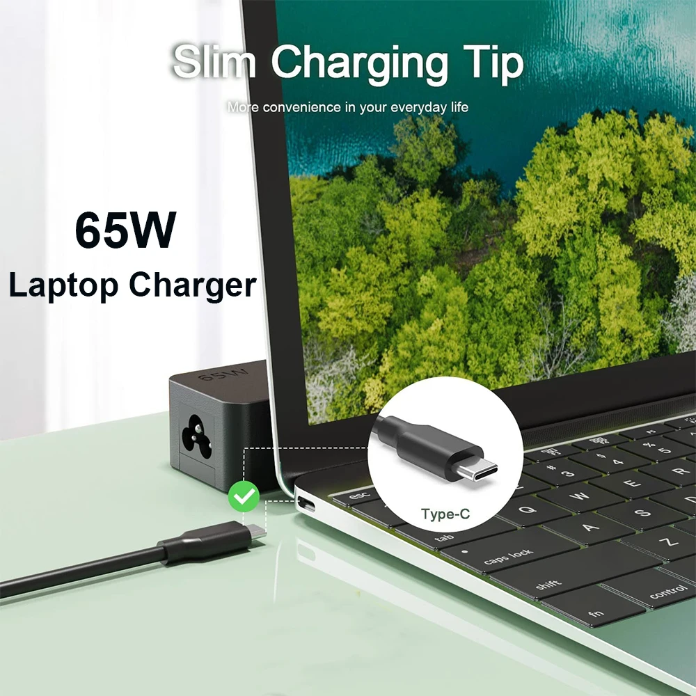 65W 45W USB AC Charger for Dell Chromebook 3100 5190 Latitude 5520 5420  7420 7390 5285 5290 XPS 9370 Power Supply Adapter Cord