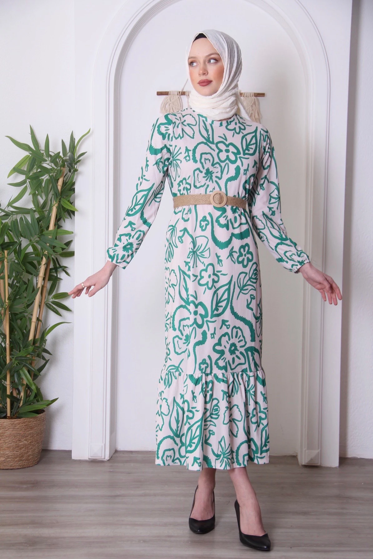 

Patterned Dress Modest Fashion Islamic Women Wear Hijab Abaya Turkish Dresses