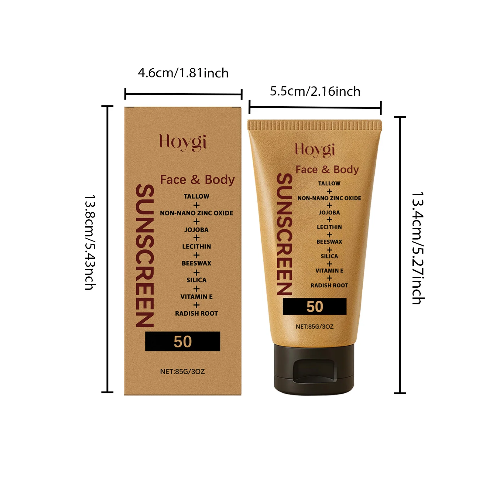 Hoygi Light Sunscreen Cream Refreshing Prevent Sunburn Moisturizing Non-sticky Reduce Dryness Soothing Discomfort Body Sunscreen