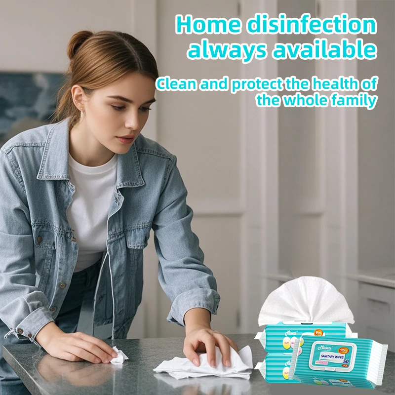 100pcs Sanitary Cleaning Wet Wipes 50pcs/pack,2 packs