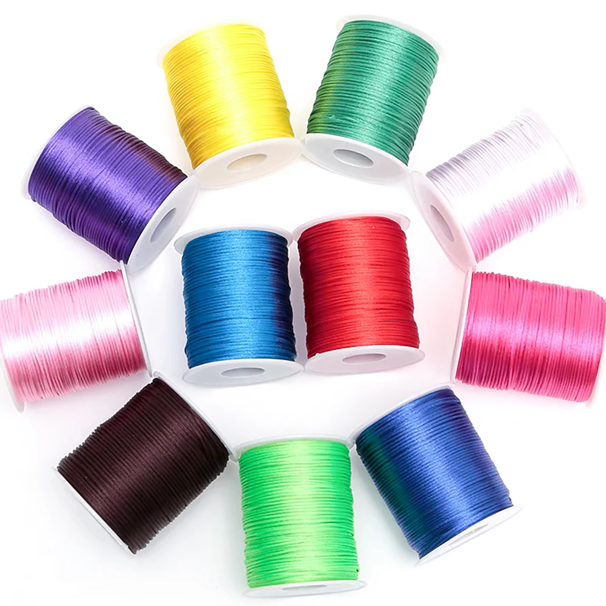 Nylon Satin Cord Chinese Knot Thread Bracelet Braided Macrame Silk Satin Rat Tail Rope For Jewelry Line Crafts 1.5mm/Roll