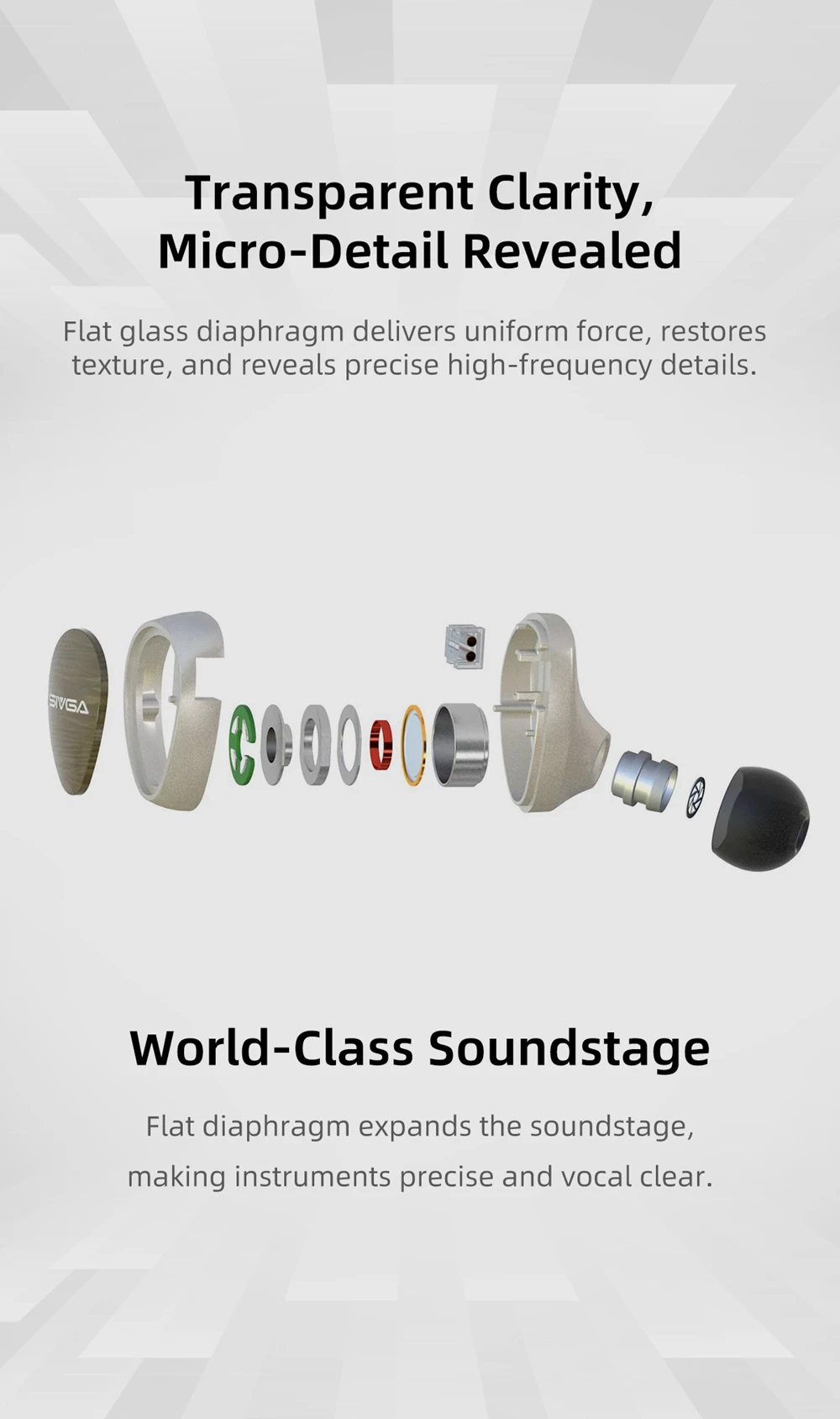 Sivga Que UTG Flachglasmembran, dynamischer Treiber, In-Ear-Kopfhörer, grünes Sandelholz, HiFi-IEMs mit austauschbarem Steckerkabel – Detail 5