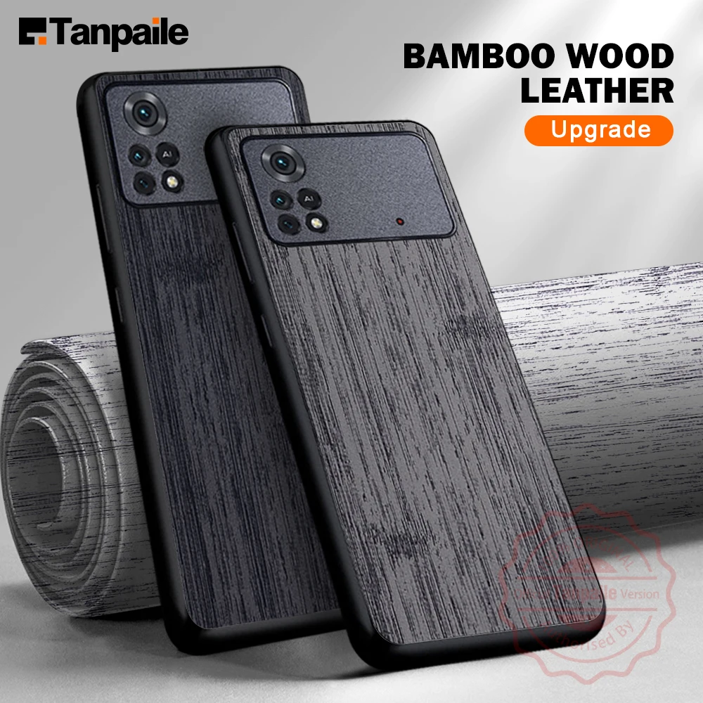 

Tanpaile Shockproof Bamboo Wood Leather Phone Case For Xiaomi Poco X4 Pro 5G Luxury Back Cover Casing Shell【Cobbler】
