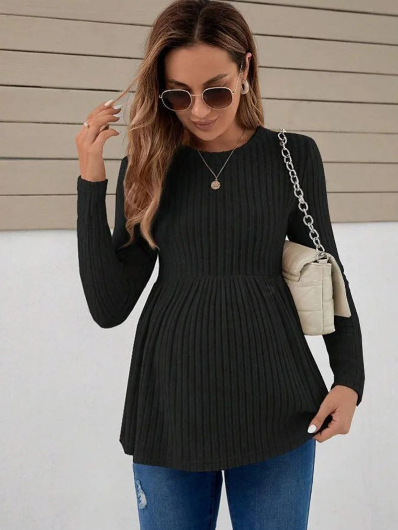 Maternity Clothes Long Sleeve Blouse T-Shirts Tees Spring Autumn Loose Casual Pregnant Women O-Neck Blouse Shirts Pullover Tops 4