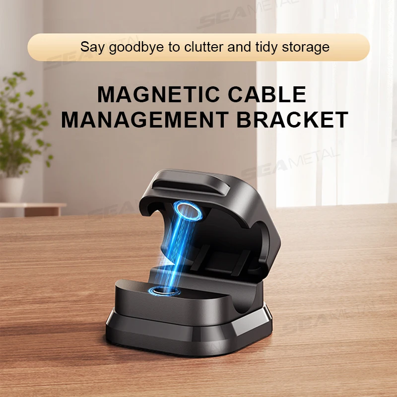 SEAMETAL 10Pcs Magnetic Cable Clips Smooth Pulling Self-Adhesive Charging Cable Wiring Clips Wire Holder for Car/Home/Office