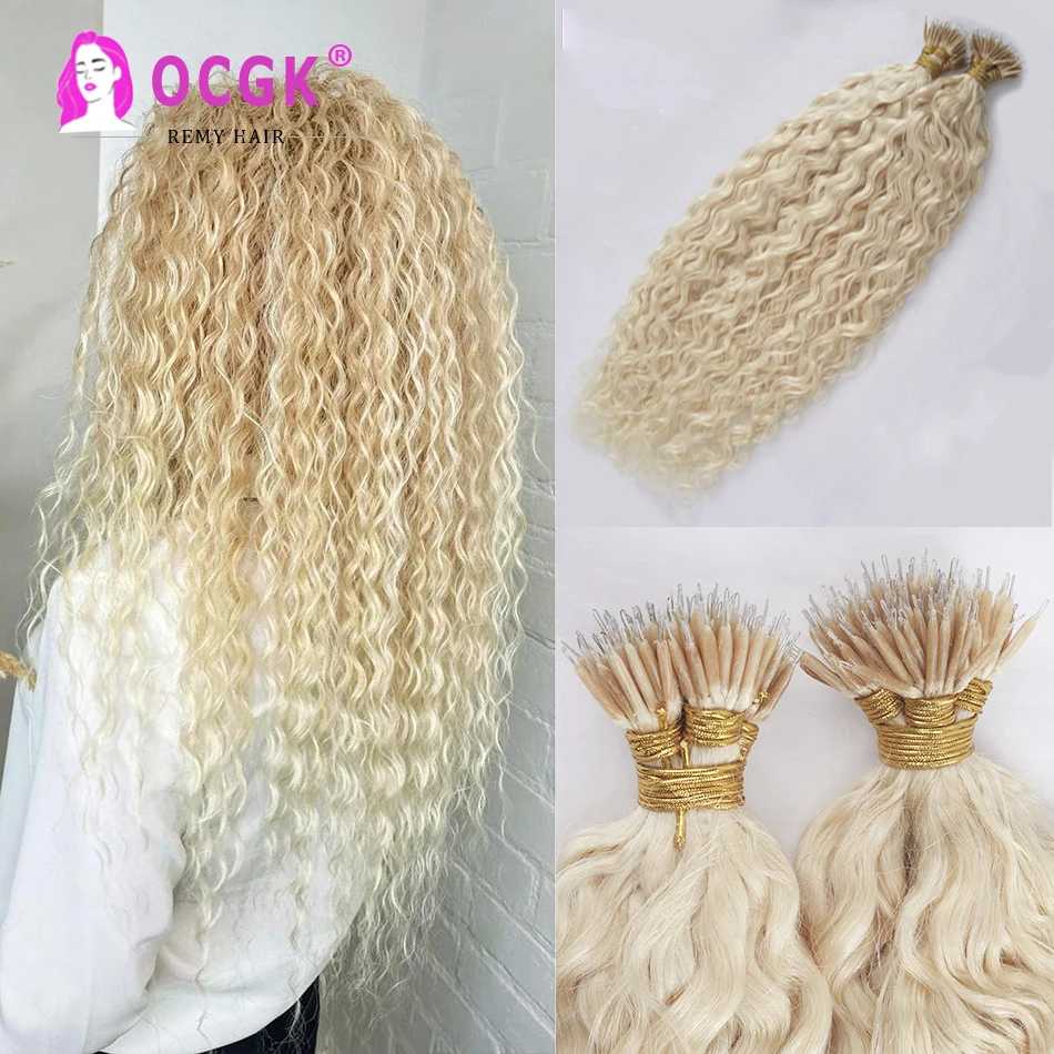 Water Wave Nano Ring Hair Extensions Human Hair Micro Bead Extensions Micro Loop Human Ring Extension