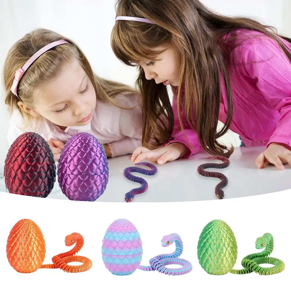3D Printed Cool Snake Dragon Egg Multi-joint Novel Easter Hot-selling Gift Decompress Children's Toys Desktop_voghion.com