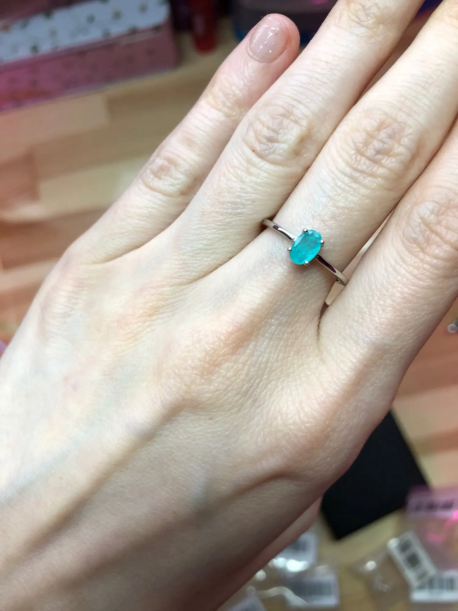 Silver tourmaline ring