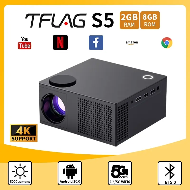 

Проектор 4K Android 10,0 TFlag с поддержкой 1080P 720P Wi-Fi